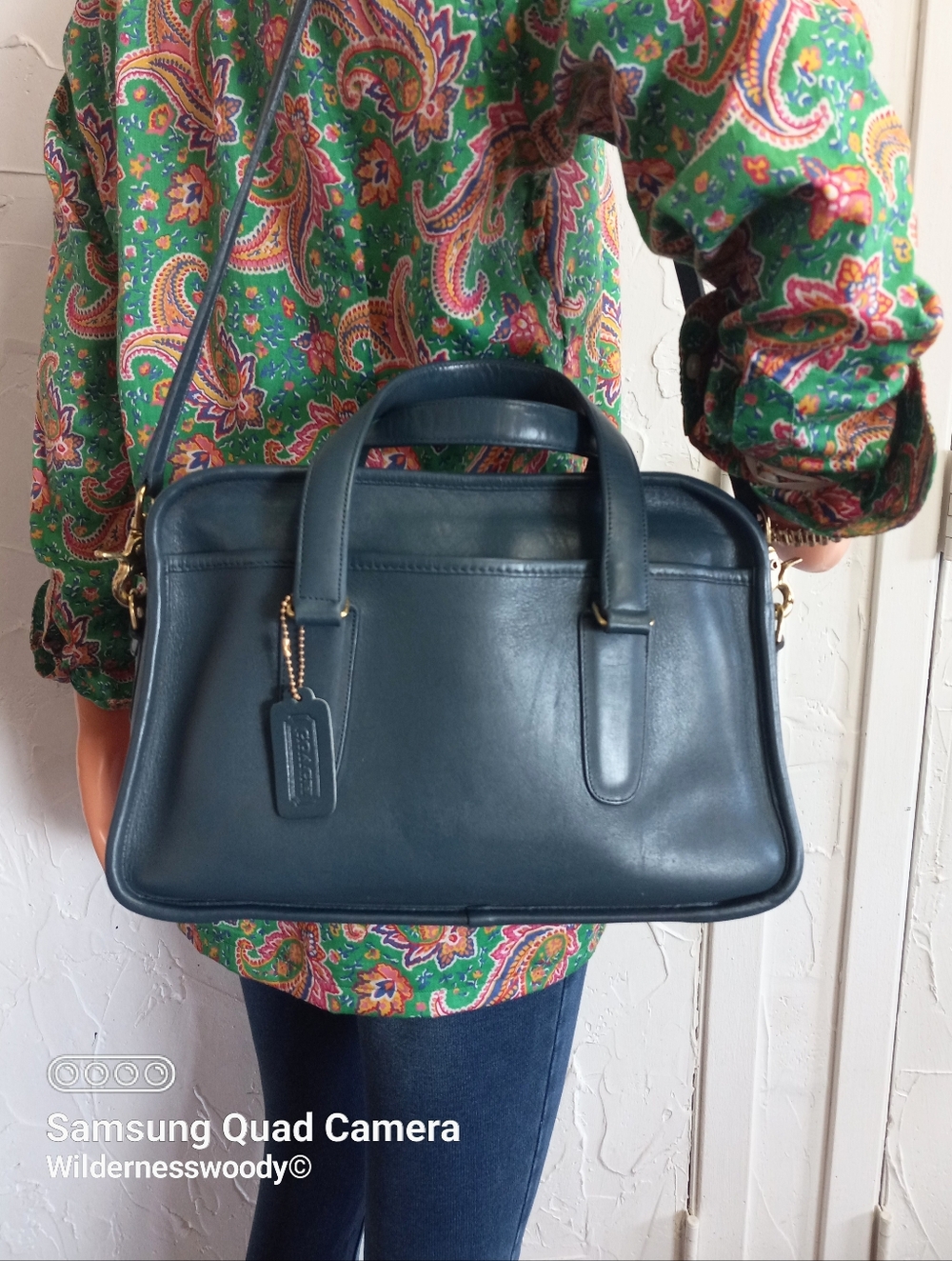 Coach Vintage Skinny Flight Bag, 1980s, NYC, Ocean Blue, Medium Color Blue
